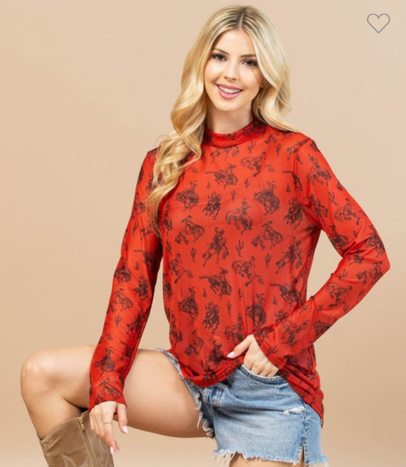 Bucking Horses Mesh Top